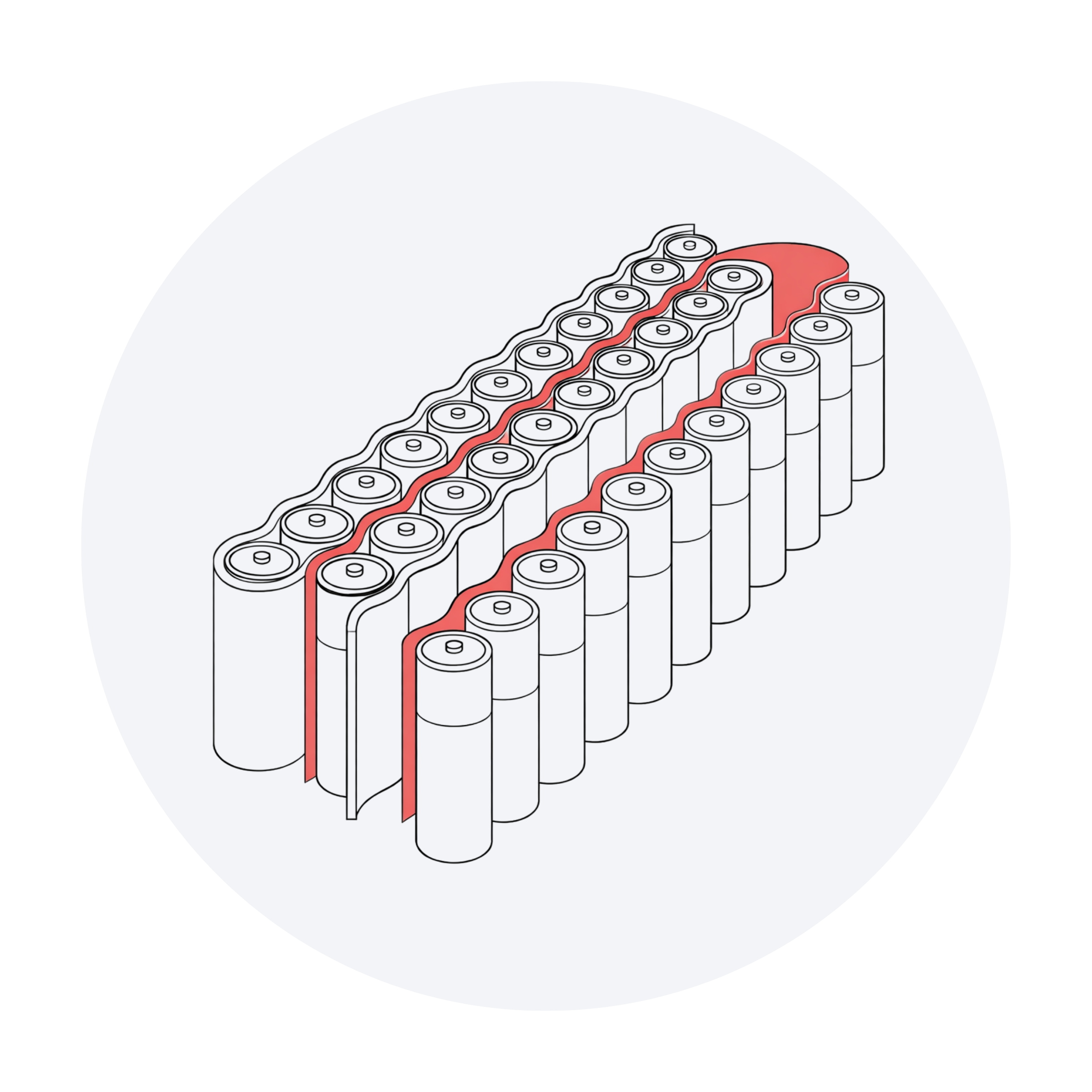 Electrical insulation materials applied between battery cells and structural components to prevent unintended current paths