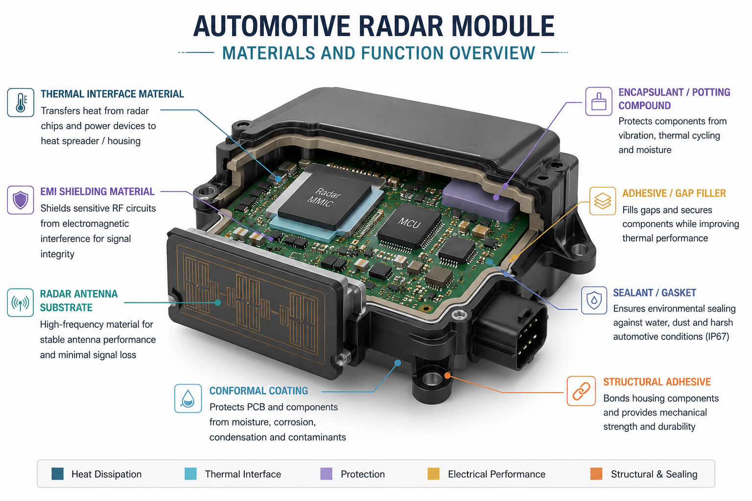 Automotive radar module materials