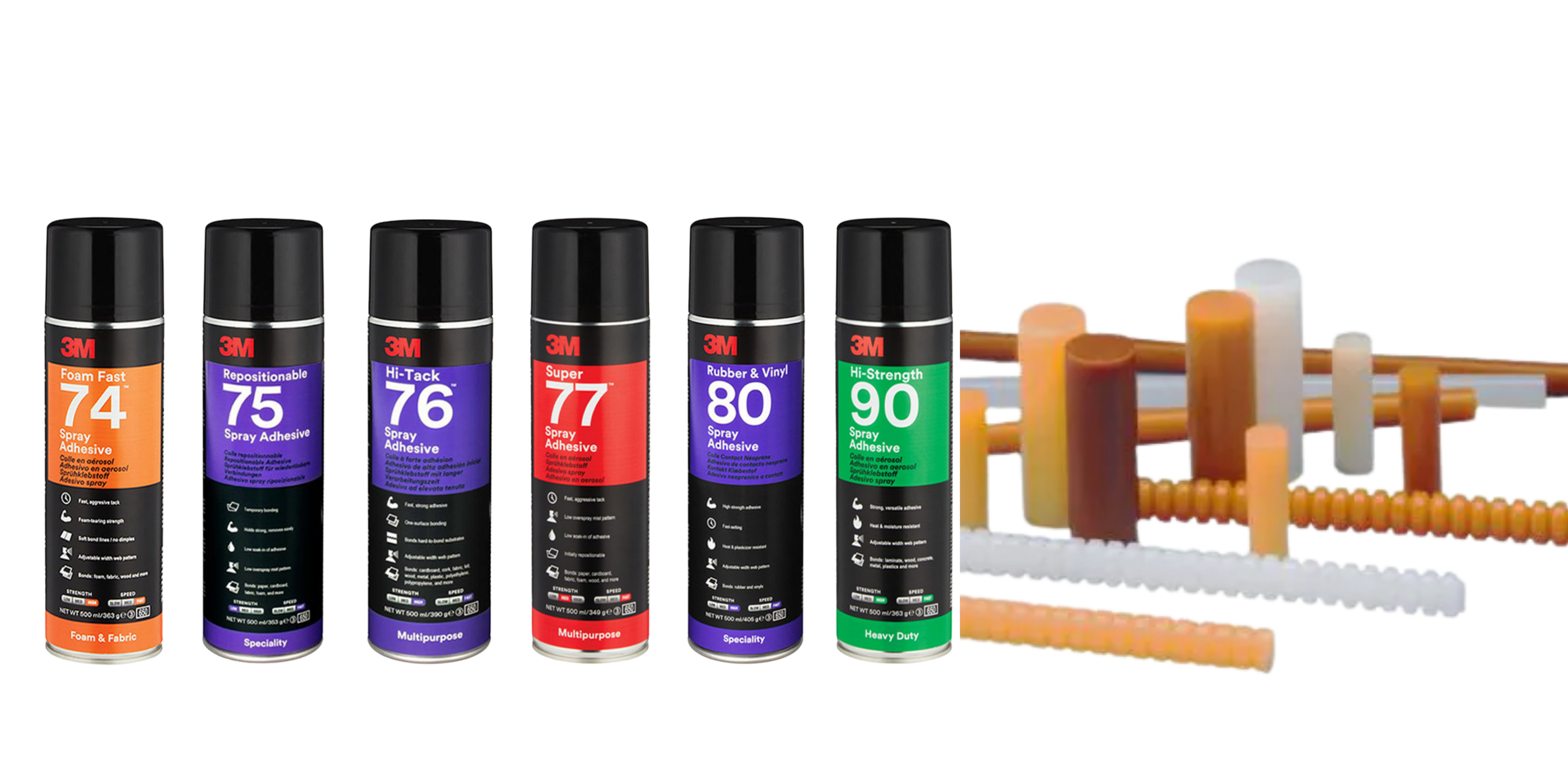 3M spray, contact, and hot melt adhesive application