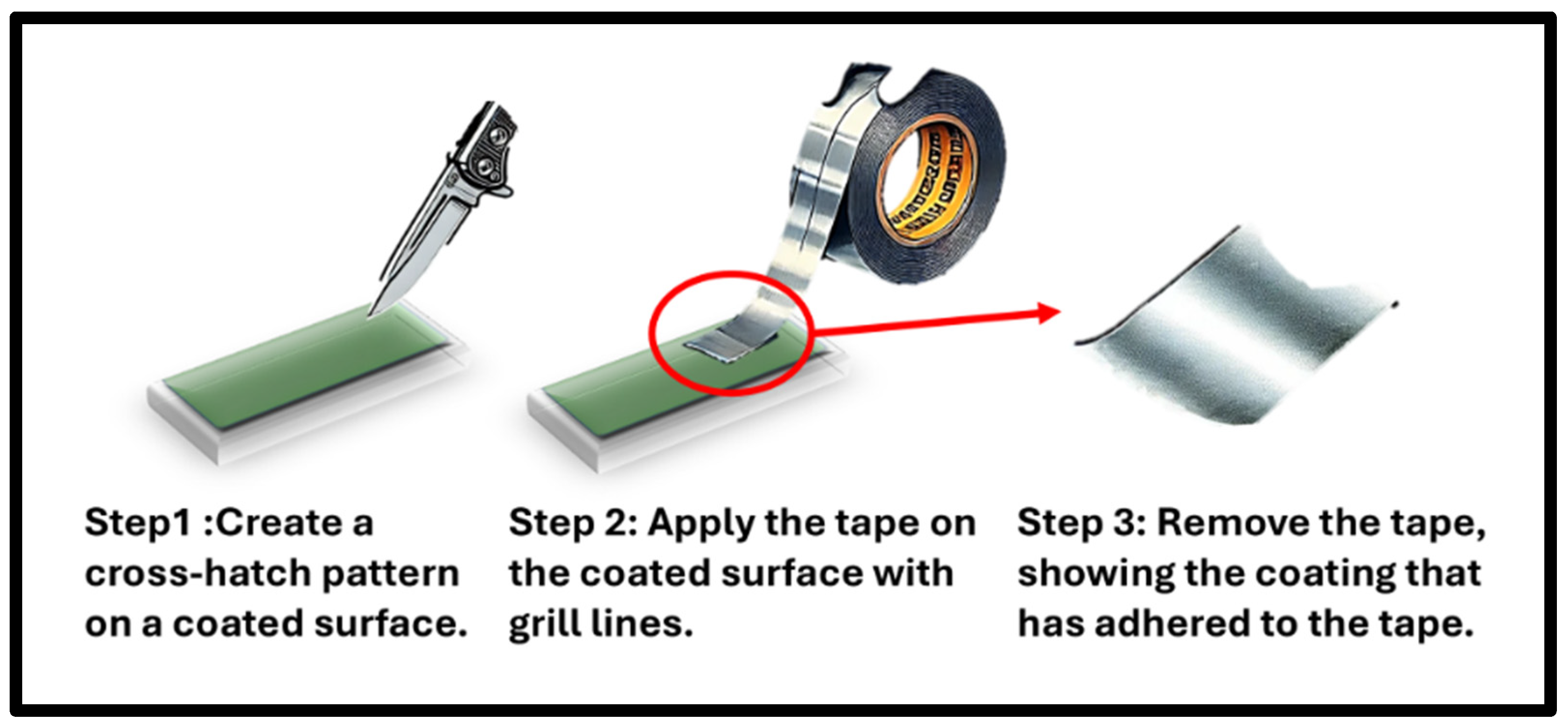 Cross-hatch adhesion tape test