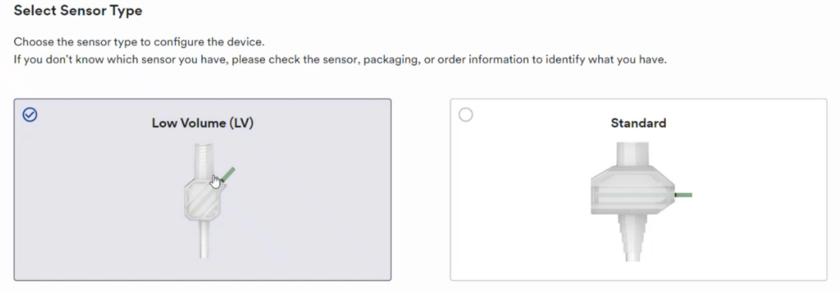 Select the correct sensor type in the 3M Adhesive Mix Monitor System Manager software